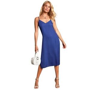 Lulus Slip Dress Sz M Paiton Royal Blue Spaghetti Strap Midi Party Summer Travel